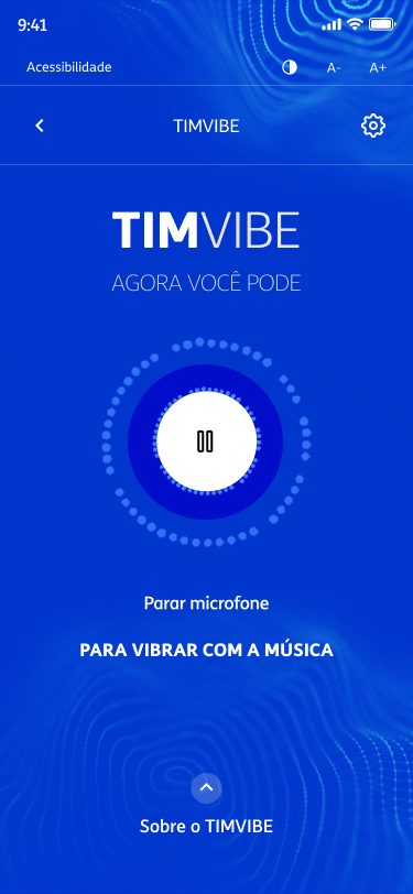 TIM Vibe — tela inicial com ativação do microfone